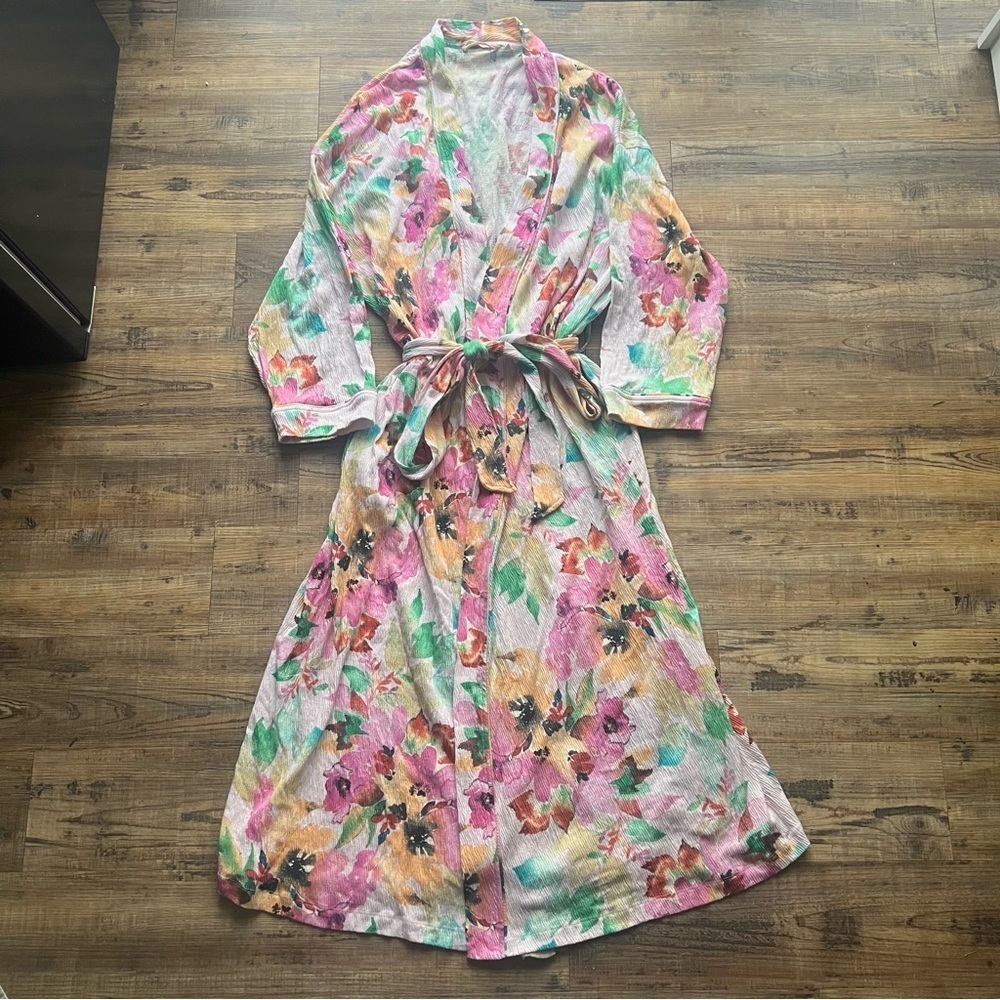 Soft Surroundings Womens Blanca Floral Bath Robe Loungewear Pajamas Size 2X